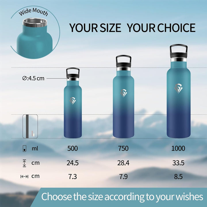 Trinkflasche, 750 ML BPA-Frei, Thermosflasche, Auslaufsichere Isolierflasche Doppelwandig, Wasserfla