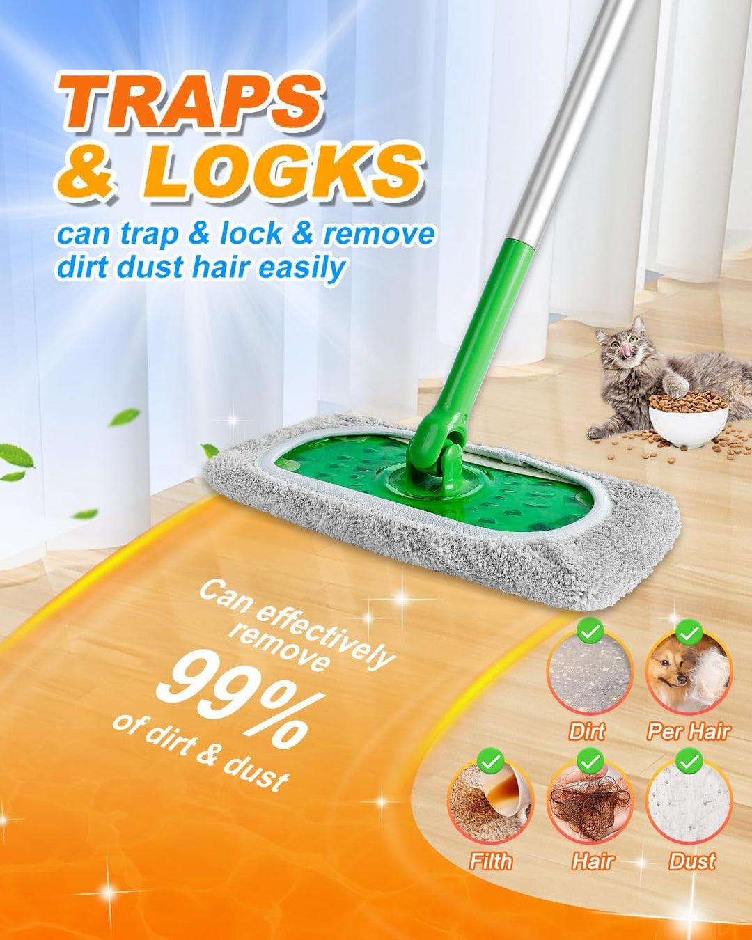 Wiederverwendbare Bodentücher für Swiffer Bodenwischer, Waschbar für Swiffer Bodentücher mit Waschbe