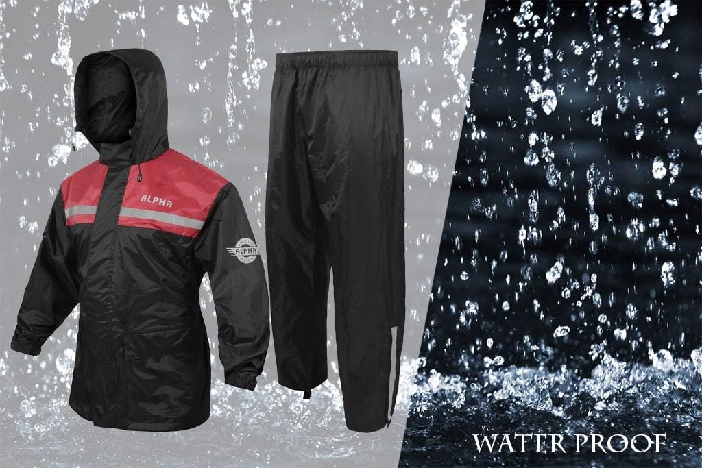 ALPHA CYCLE GEAR Regenanzug für Männer & Frauen Jacken Hose Gear Reflektierender Regenanzug Wasserdi