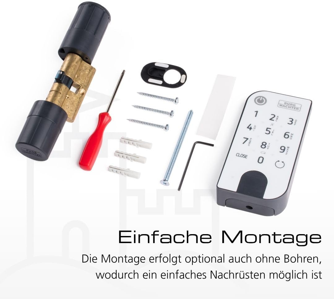 BURG-WÄCHTER Elektronisches Türschloss secuENTRY für Haustüren, Bedienung mit Zahlencode, App oder F