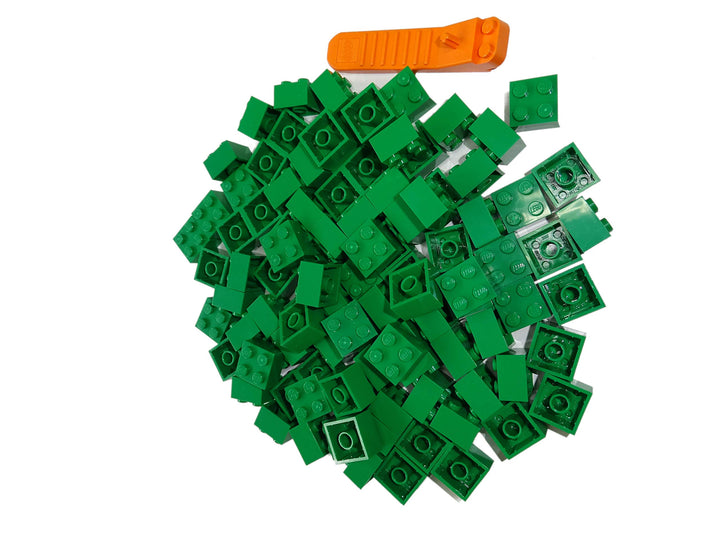 LEGO Classic 100 Stück 2x2 Steine (3003) mit Steinetrenner (grün)