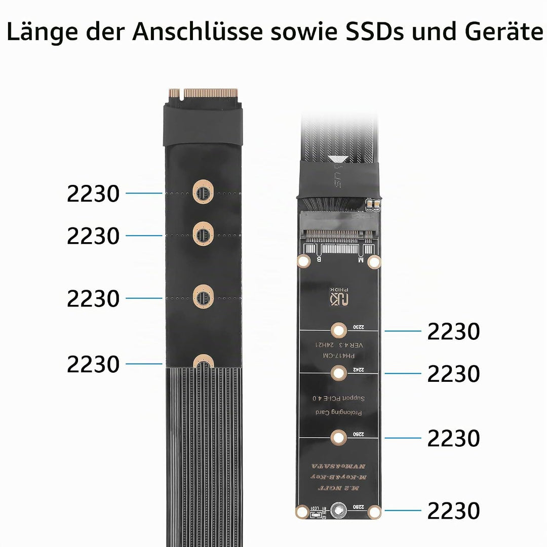 GINTOOYUN NGFF M.2 M-KEY NVME Erweiterung 40 CM PCIe 3.0/4.0 M.2 NVME/NGFF SSD Ribbon Flex Kabel für