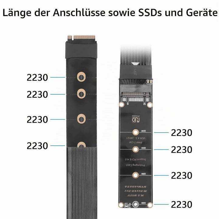GINTOOYUN NGFF M.2 M-KEY NVME Erweiterung 40 CM PCIe 3.0/4.0 M.2 NVME/NGFF SSD Ribbon Flex Kabel für