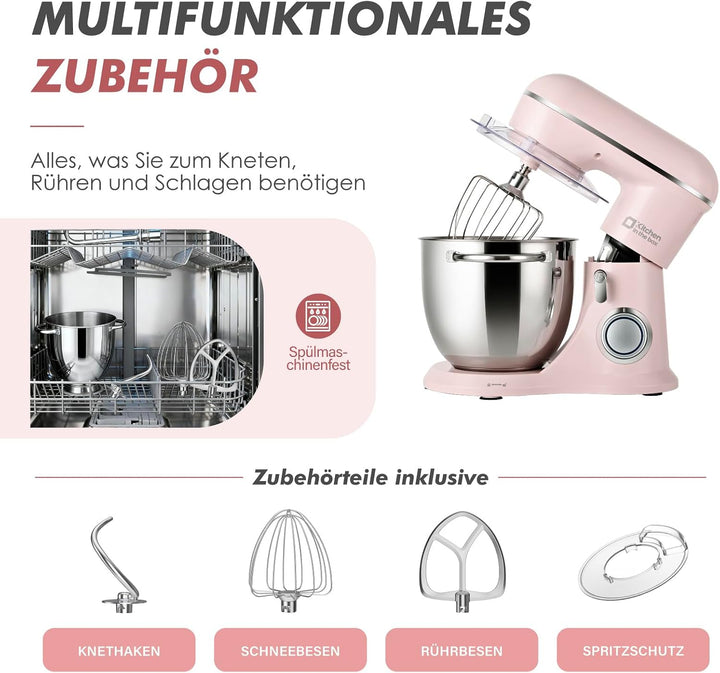 Kitchen in the box 5L Küchenmaschine, 1300W Knetmaschine &amp; Rührmaschine, 10 Geschwindigkeiten Teigma