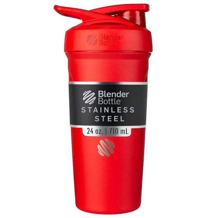 BlenderBottle Strada - Edelstahl Trinkflasche, Thermoflasche mit BlenderBall, Protein Shaker und Fit