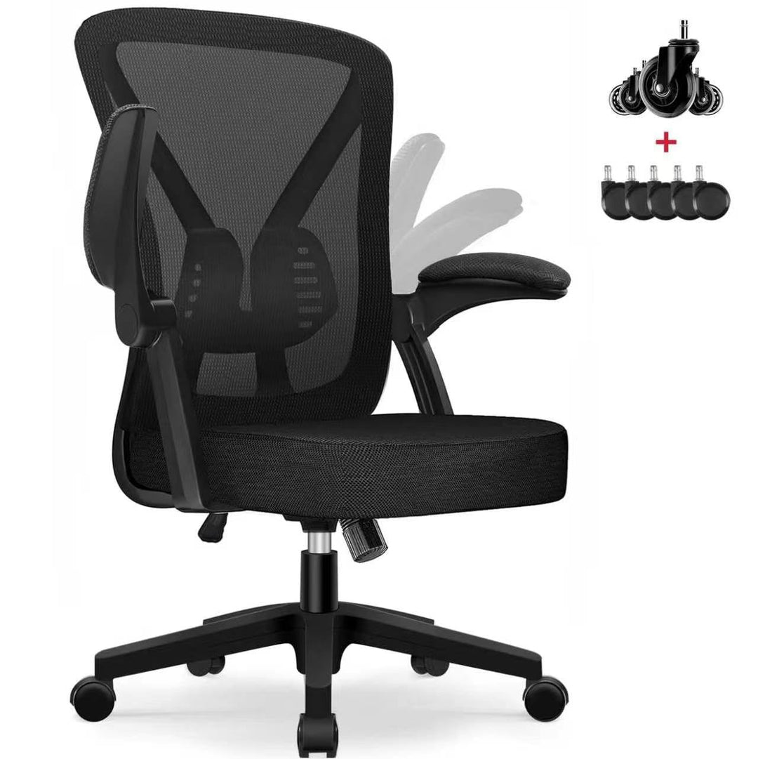 Hinonde Bürostuhl,Schreibtischstuhl mit Hochklappbare Armlehnen und Wippfunktion,Drehstuhl,Höhenvers