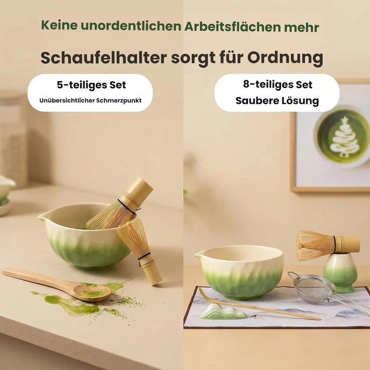 Matcha Set - 8 stuck Vollständiges Matcha Tee Zeremonie Set mit Chasen, Chasen-Ständer,Teeschale, Lö