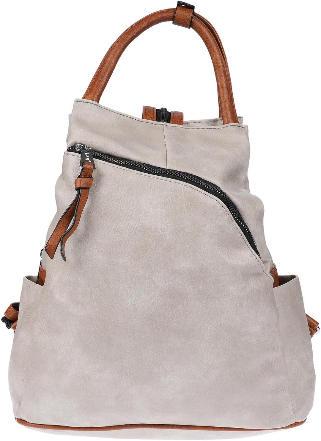 Christian Wippermann grosser Damen City Rucksack Tasche Body Bag Leder Optik Schultertasche Grau, Gr