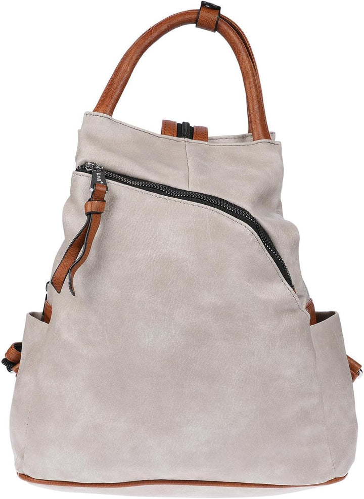 Christian Wippermann grosser Damen City Rucksack Tasche Body Bag Leder Optik Schultertasche Grau, Gr