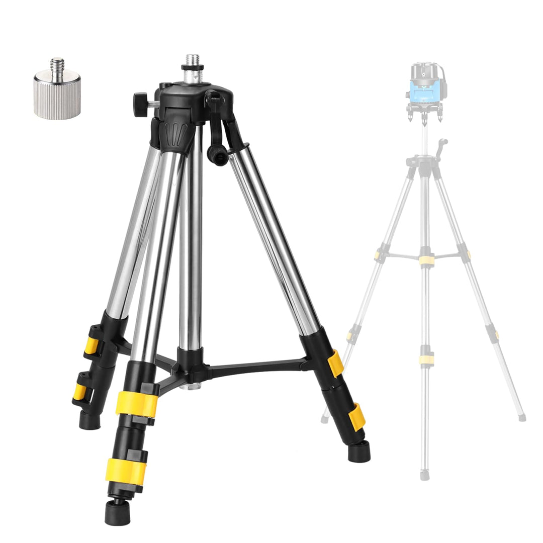 Laser-Stativ mit Höhenverstellung, 120 cm, 5/8" und 1/4" Gewinde, Edelstahl-Verlängerungsstangen 2 F