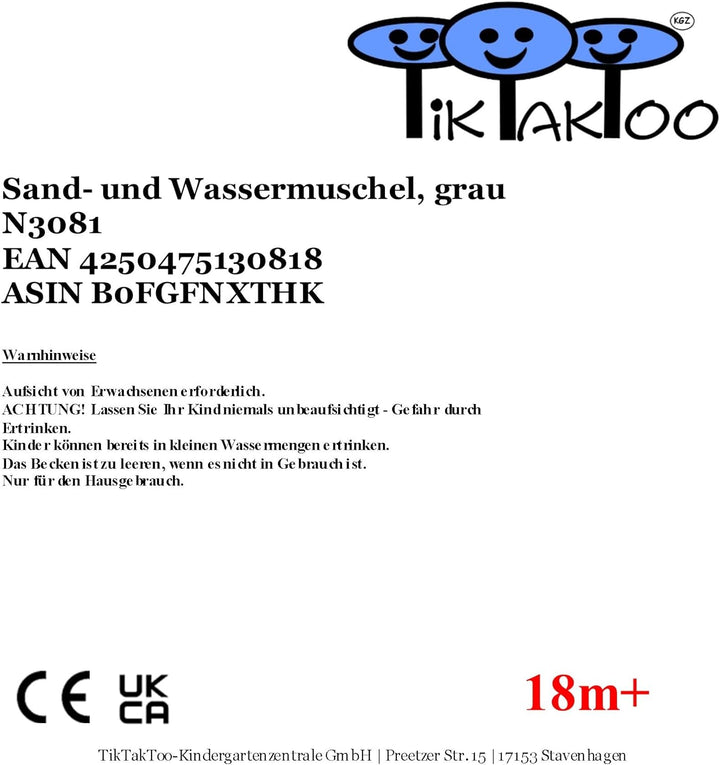 TikTakToo Sand & und Wassermuschel I Sandkasten ohne Abdeckung (1-teilig) (HELLgrau) Grau Sterne, Gr