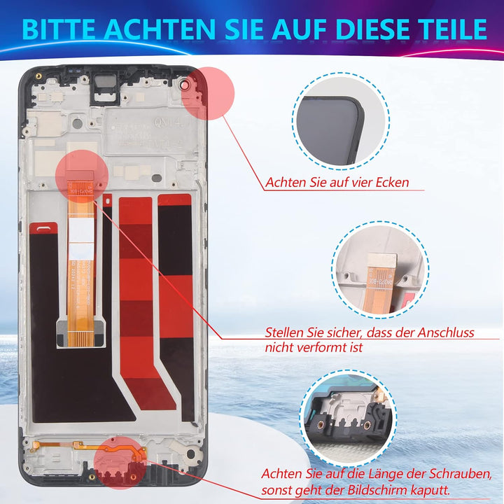 RongZy Display für Oppo A53/A53s/A32/A33 LCD Bildschirmersatz Digitizer Touchscreen Montiert Ersatz