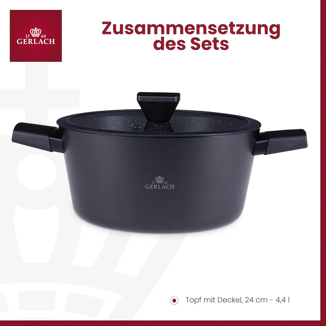 Gerlach Granitex Topf Kochtopf Keramik Beschichtet Induktionsgeeignet Kochtöpfe Für Elektro Gas Kera