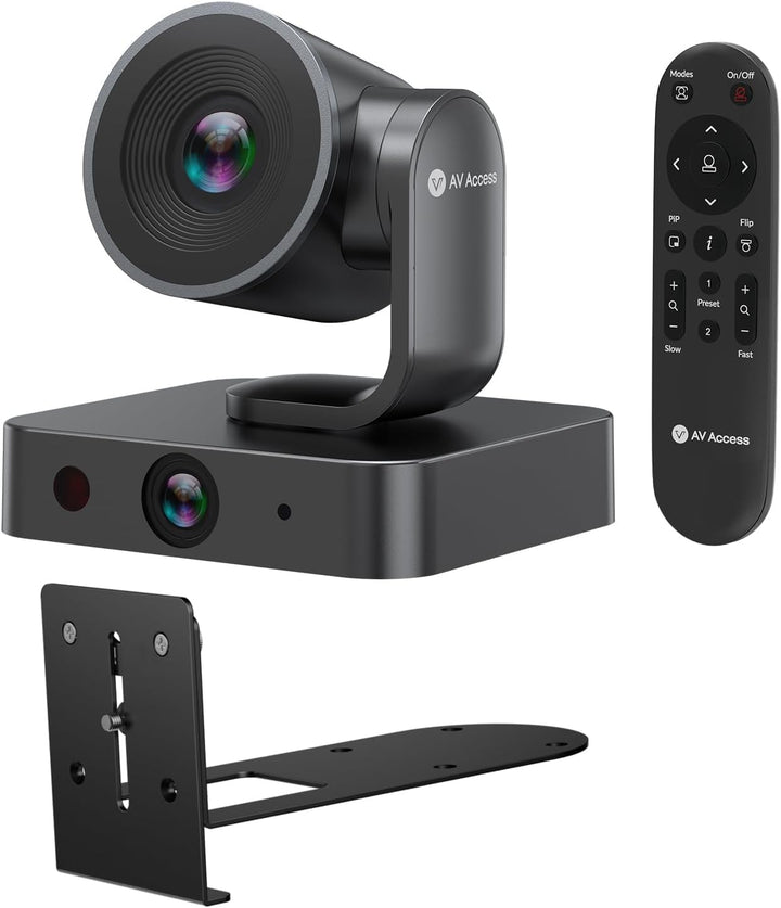 AV Access 4K Conference Room Camera, Dual Lens Cam (4K AI Tracking and 1080P Panoramic Cam), 3X Opti