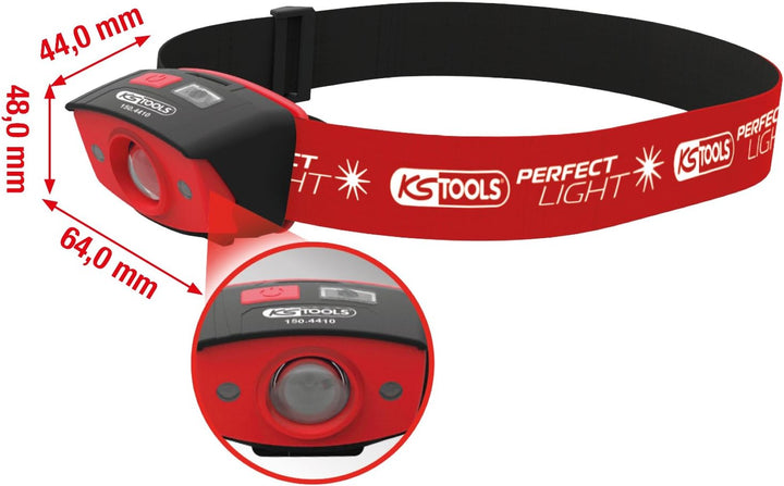 KS Tools 150.4410 perfectLight Kopflampe mit Bewegungssensor | 120 Lumen