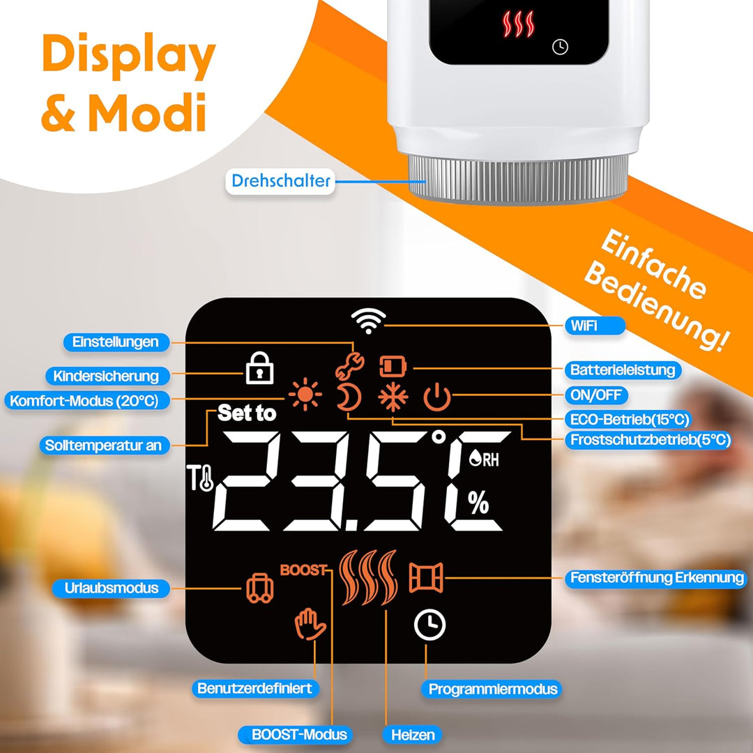 KESSER® Heizkörperthermostat 2er Set WiFi Heizungsregler | Heizungsthermostat WLAN mit Smart Home Ap