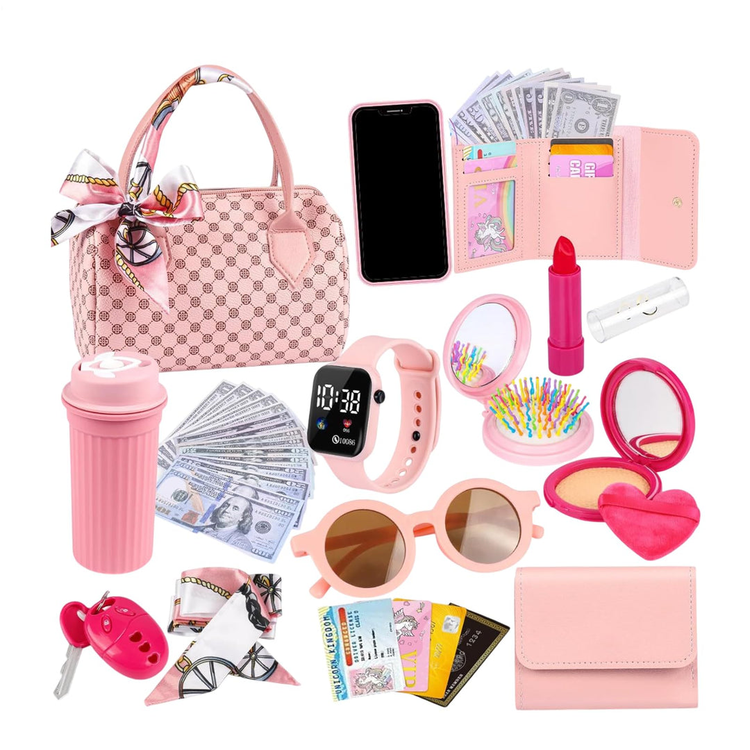 Mädchen Handtasche Spielhandtasche Für Kinder Mit Zubehör , Falsches Make-up Spielzeug Mit Handy, Uh