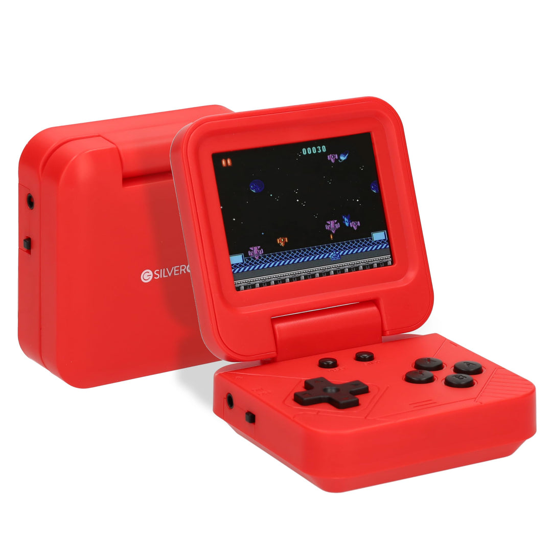 Silvergear® Faltbare Retro Handheld Spielkonsole | 240 Klassische Spiele | Taschenformat | Tragbare