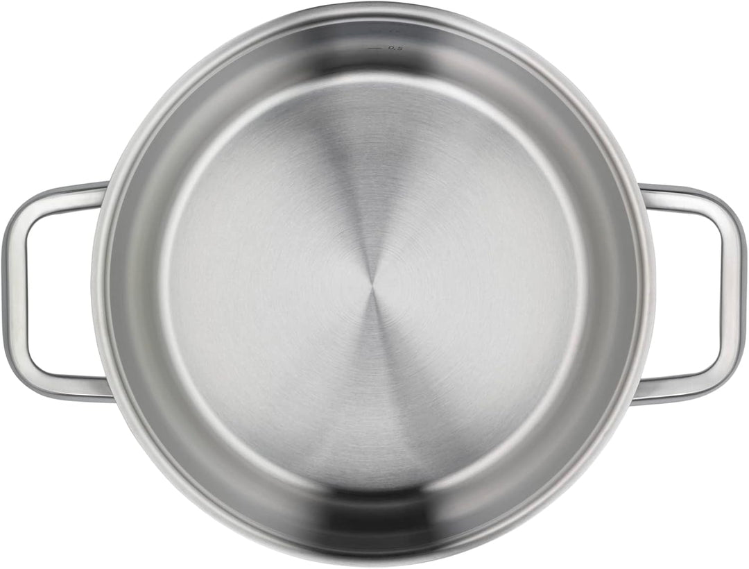 WMF Iconic Kochtopf gross 22cm, Metalldeckel, Bratentopf Induktion 3,2l, grosser Topf, Cromargan Ede