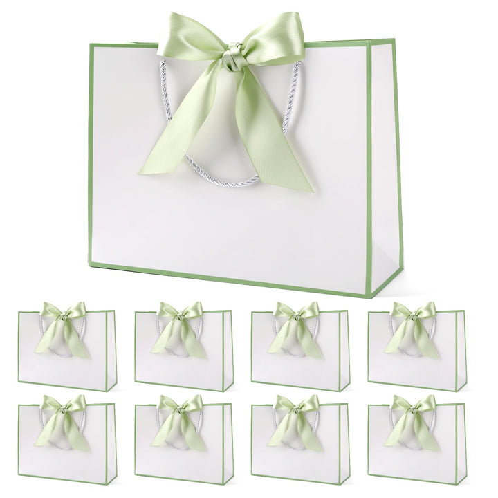 Geschenktüte mit Schleife,Geschenktüte Weiss,Geschenktaschen für Geburtstag, Hochzeit, Festivalfeier