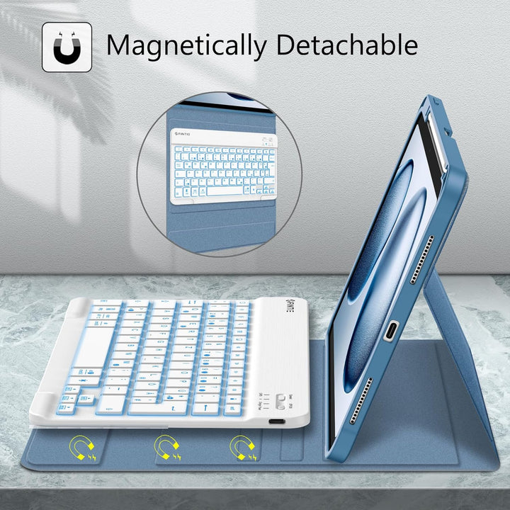 Fintie Tastatur Hülle für iPad 10. Generation 2022 (10.9 Zoll), Keyboard Case mit 7-farbig Beleuchte
