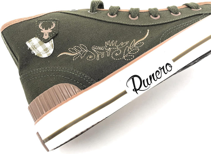 RUNERO Trachtensneaker High Top Trachten Sneaker Freizeitschuhe Trachtenschuhe Damen Herren Unisex 3