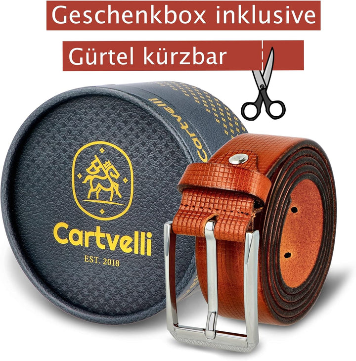 Cartvelli Business Ledergürtel Herren inkl. Geschenkbox Made in Germany - Echt Leder Gürtel Anzug 35