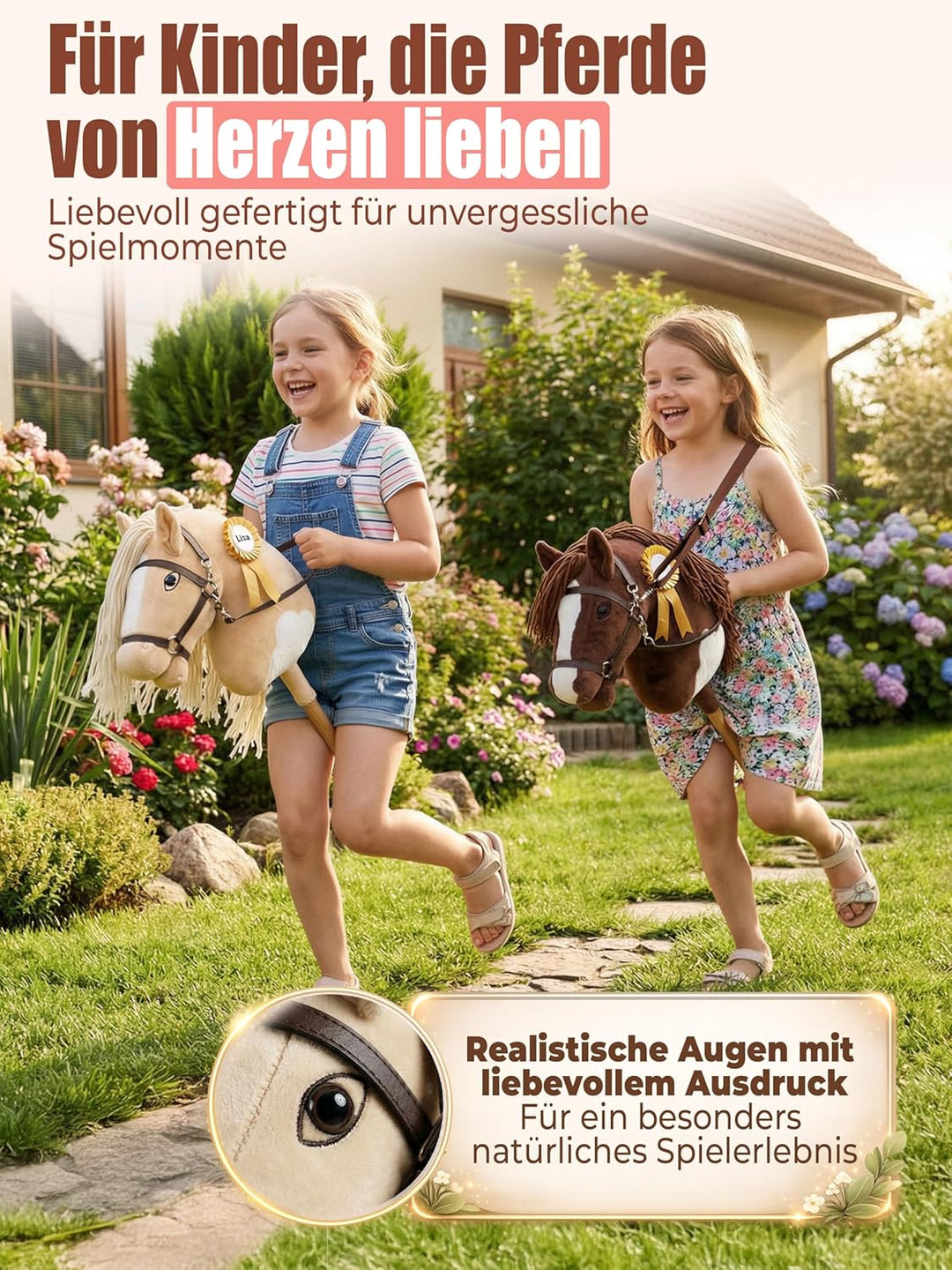 Hobby Horse Steckenpferd – Handgefertigtes Stockpferd für Kinder 4–12Jahre - Realistisches Hobby Hor