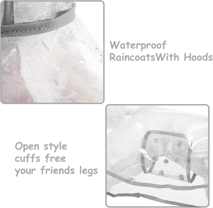 PETCUTE Hunderegenmantel,Wasserdichter Haustier-Regenmantel mit Kapuze,Transparent, PVC, Atmungsakti