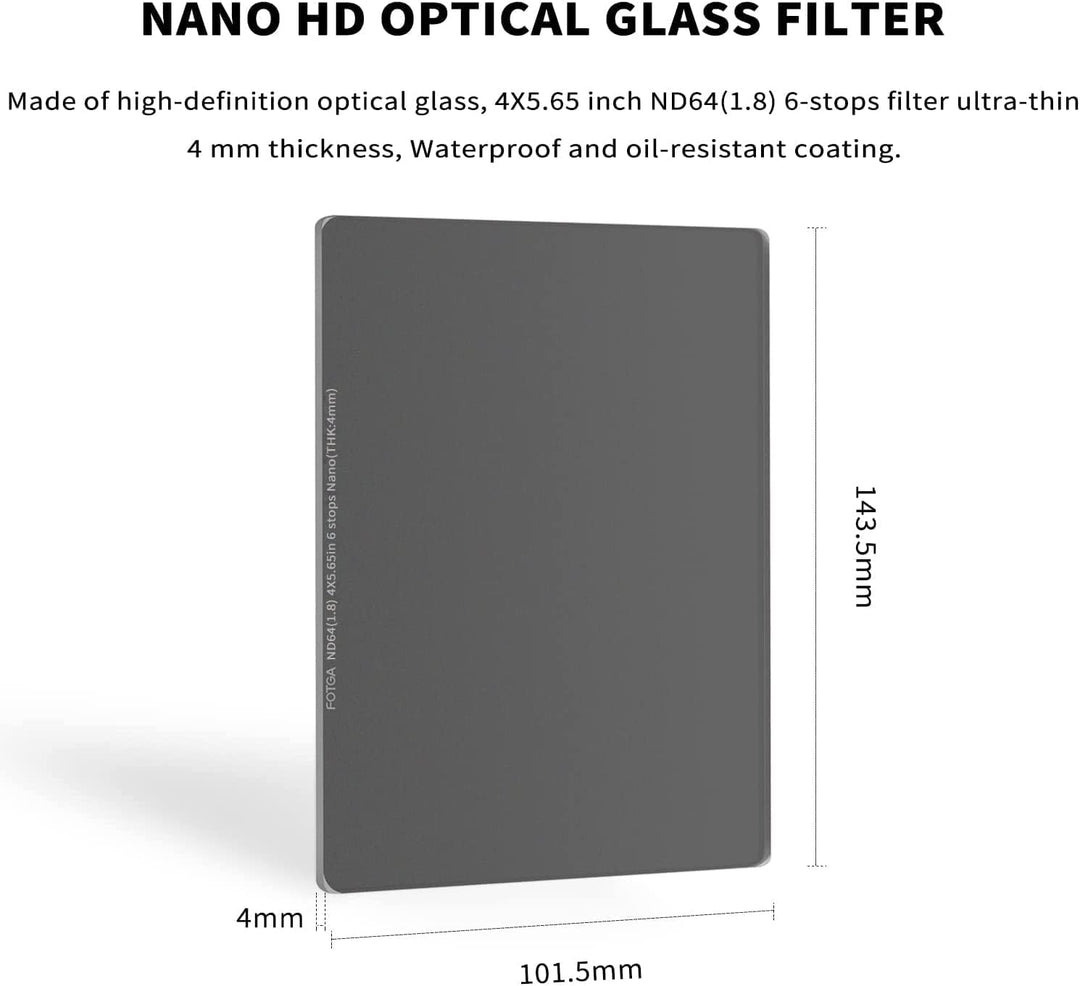 Hersmay 4x5,65 ND-Filter, 4 mm Dicker Quadratischer Optischer Glass Neutral-Graufilter ND Square Fil