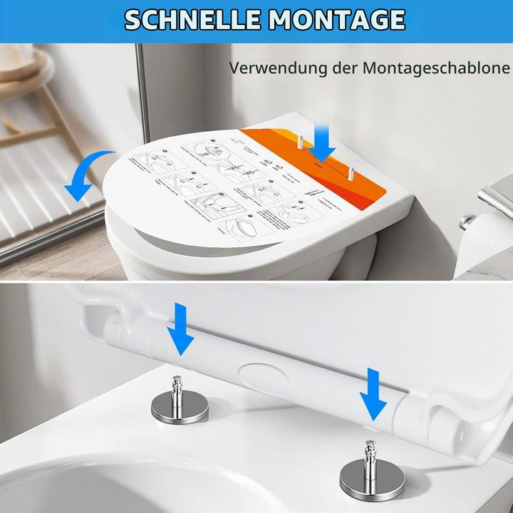 Toilettendeckel mit Absenkautomatik, WC Sitz Quick Release Funktion und Softclose Einfache Montage K