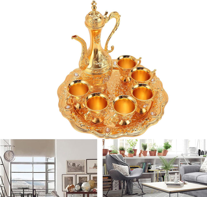 Focket Türkisches Kaffee-Set, Vintage-Stil, Rostfreie Zinklegierung, Türkisches Tee-Set, Kaffeekanne