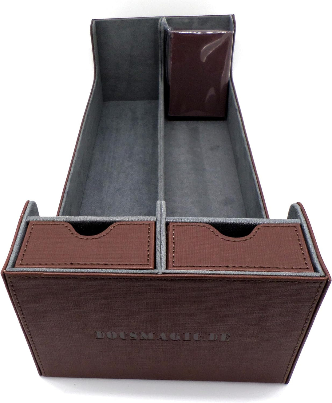 docsmagic.de Premium 2-Row Trading Card Storage Box Brown + Trays & Divider - MTG PKM YGO - Aufbewah