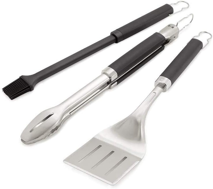 Weber 6764 Premium Grillbesteck 3-teilig, bestehend aus Grillzange & 6670 Premium Handschuhe, Grösse