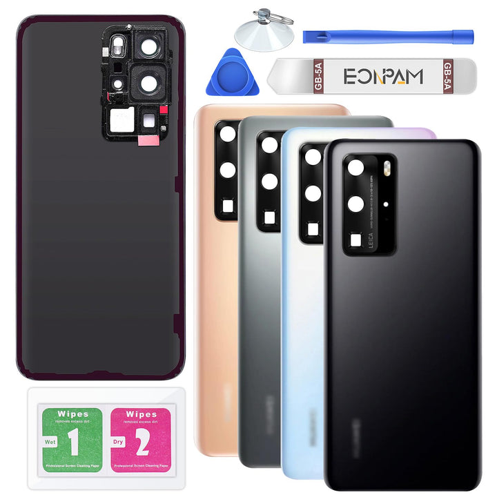 Eonpam Akkudeckel für Huawei P40 Pro Rückseite Glas Original Backcover Back Glas Ersatz Reparatur Se