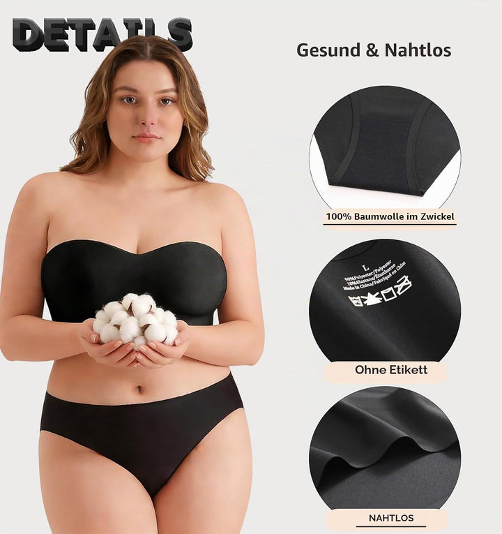 FINETOO 6er Pack Damen Seamless Slips Nahtlo Hipster Unsichtbare Unterhosen Sexy Unterwäsche Bequem