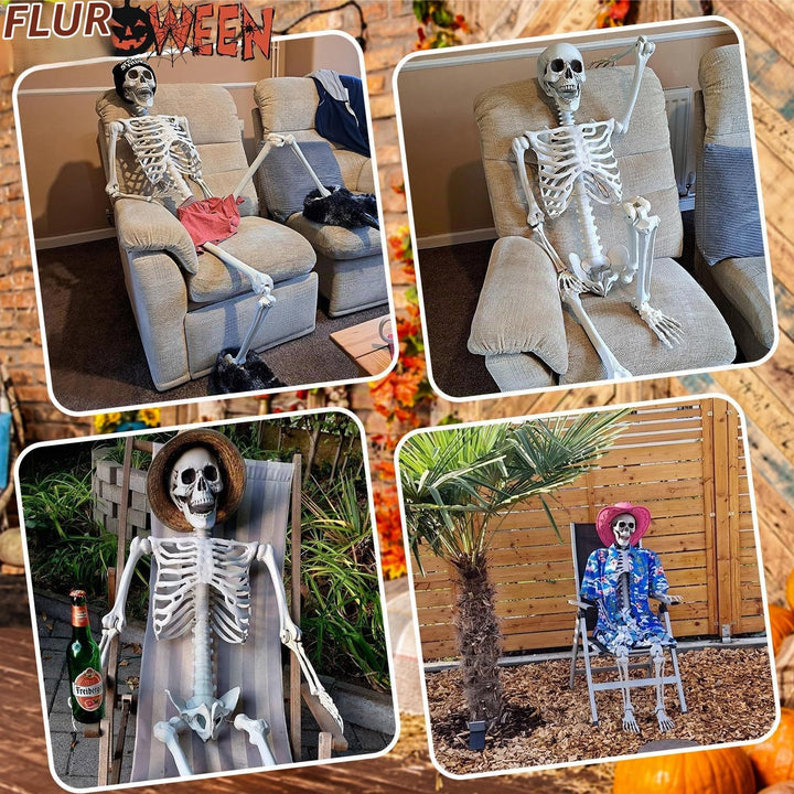 2 Stück Halloween Kunststoff Skelette Realistische Lebensgrösse menschliche Skelette mit beweglichen