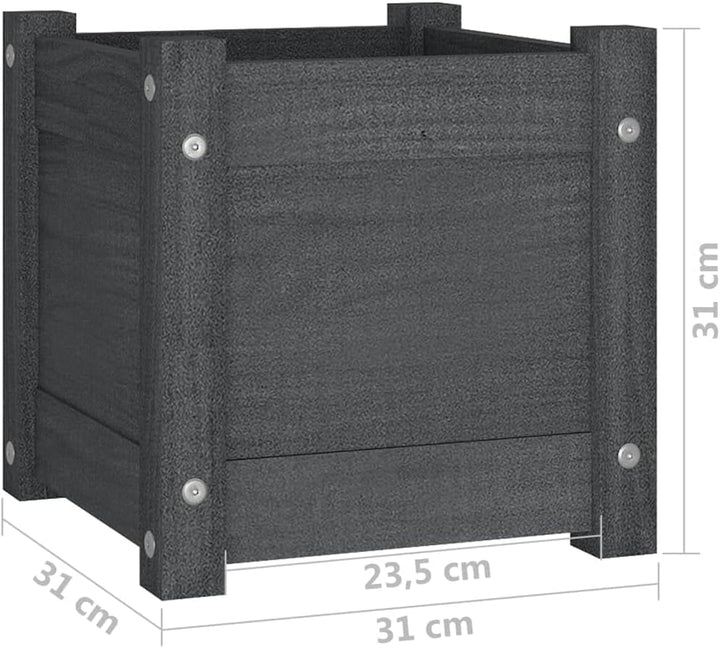 homiuse Hochbeet Pflanzkübel Grau 31x31x31 cm Massivholz Kiefer Grau Blumentopf Gross PflanzküBel Gr