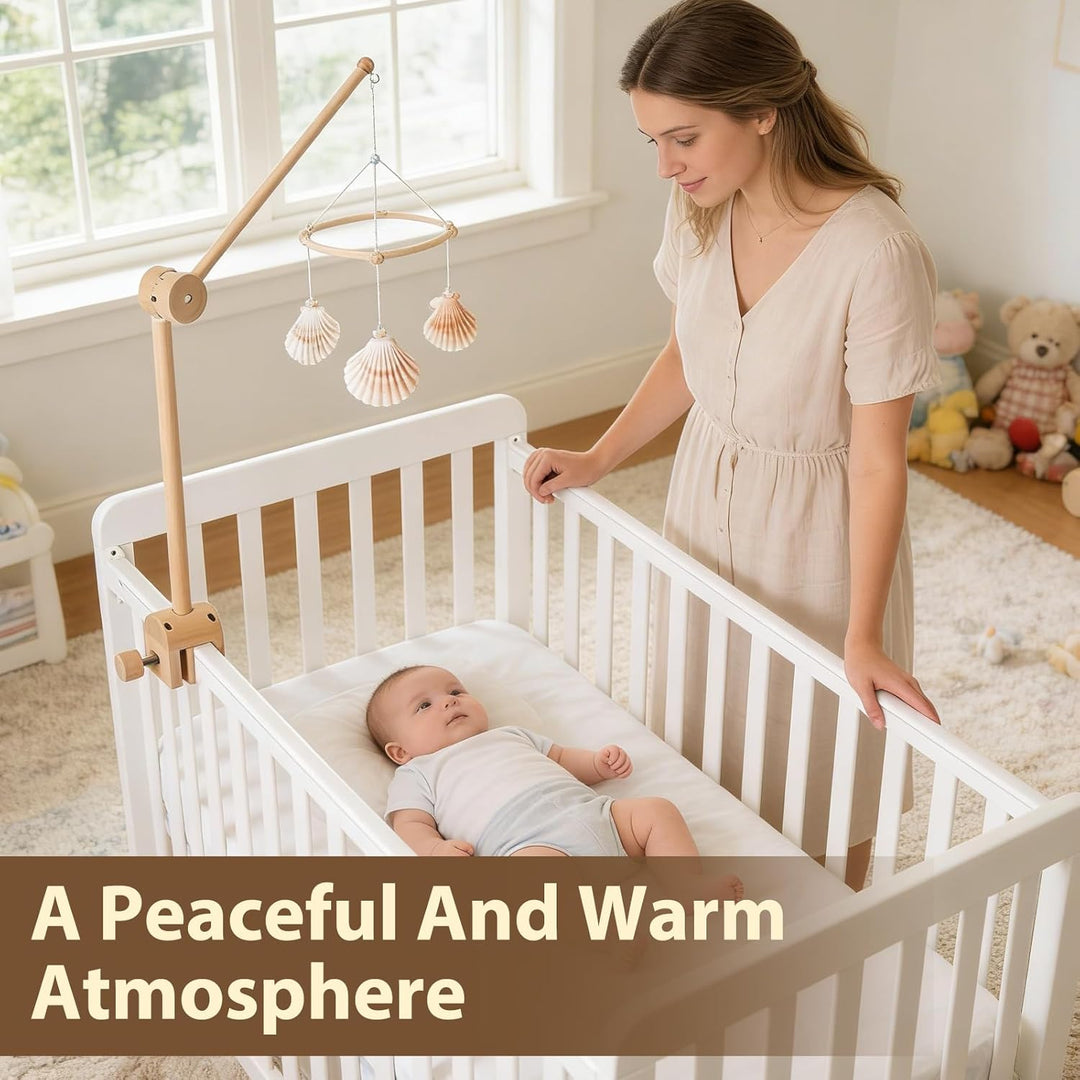 Mobile Halterung Holz für Babybett, und Wickeltisch, 360° Drehbar, Verstellbarer Abnehmbarer Ständer