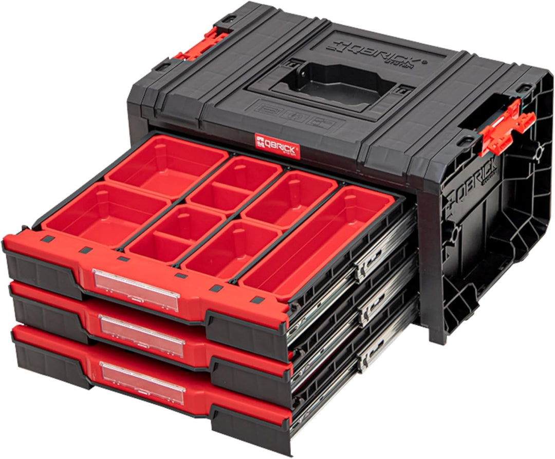 Qbrick Werkzeugschrank Schubladenschrank - 45 x 32 x 24,5 cm PRO Drawer 3 Modularer Werkzeugkasten m