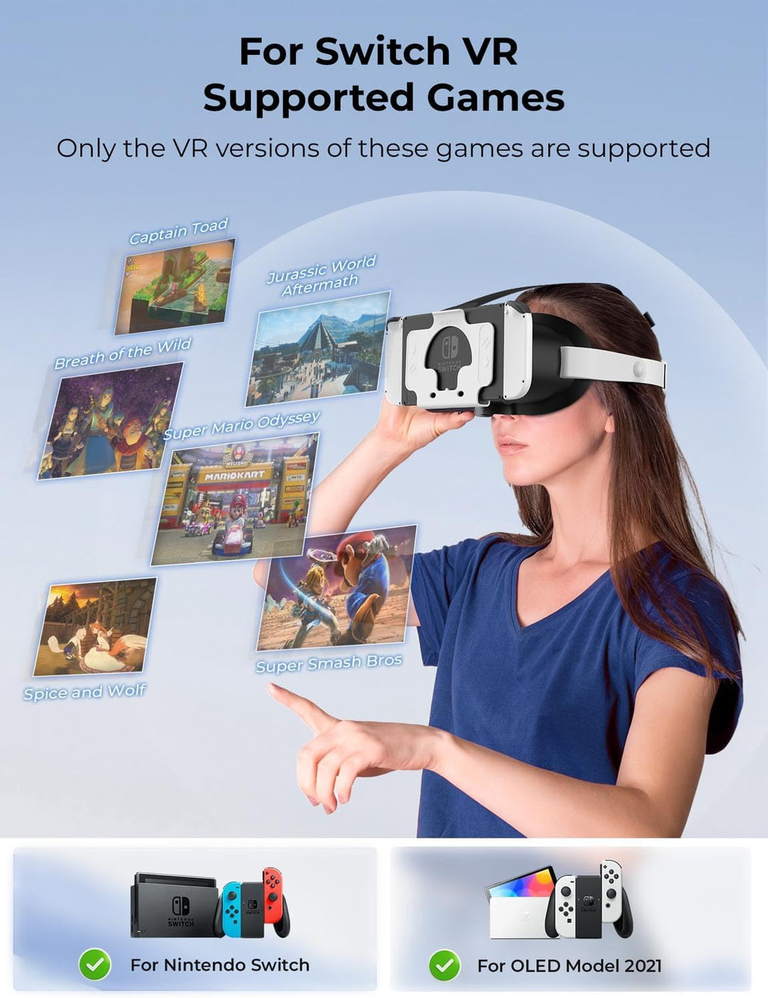 DEVASO VR Brille für Nintendo Switch/Switch OLED mit einstellbaren HD-Linsen, 3D VR (Virtual Reality