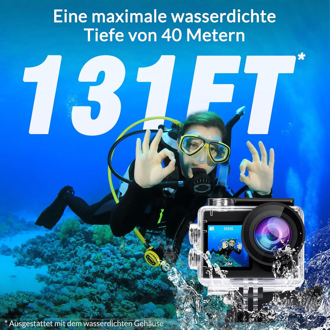 icefox Action Cam 4K Unterwasserkamera Wasserdicht 40M Ultra HD 20MP Kamera 170 Degree Ultra-Weitwin