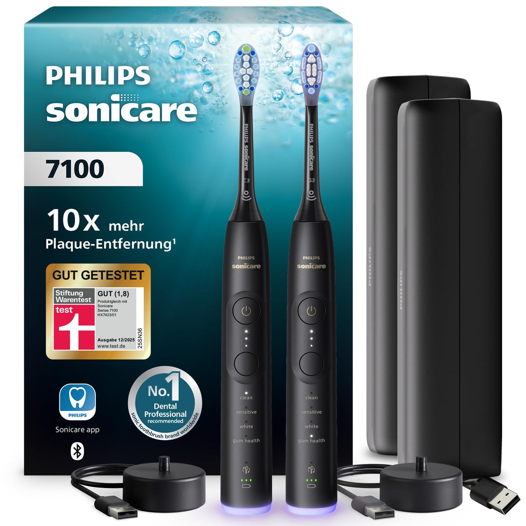 Philips Sonicare 7100 elektrische Zahnbürste, Schallzahnbürste mit App, 4 Putzmodi und 3 Intensitäts