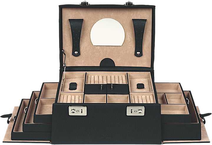 Windrose Beluga Schmuckkoffer 29,5 cm Leder Black, Black