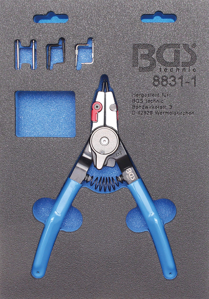 BGS 8831-1 | Sprengringzange | für Aussen-/Innensprengringe | auswechselbare Spitzen | 180 mm | Seeg