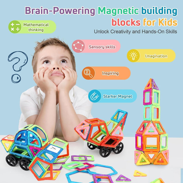 mysoler Magnetische Bausteine 123 Teile Magnetbausteine Magnete Kinder Magnetspielzeug für Kinder ab