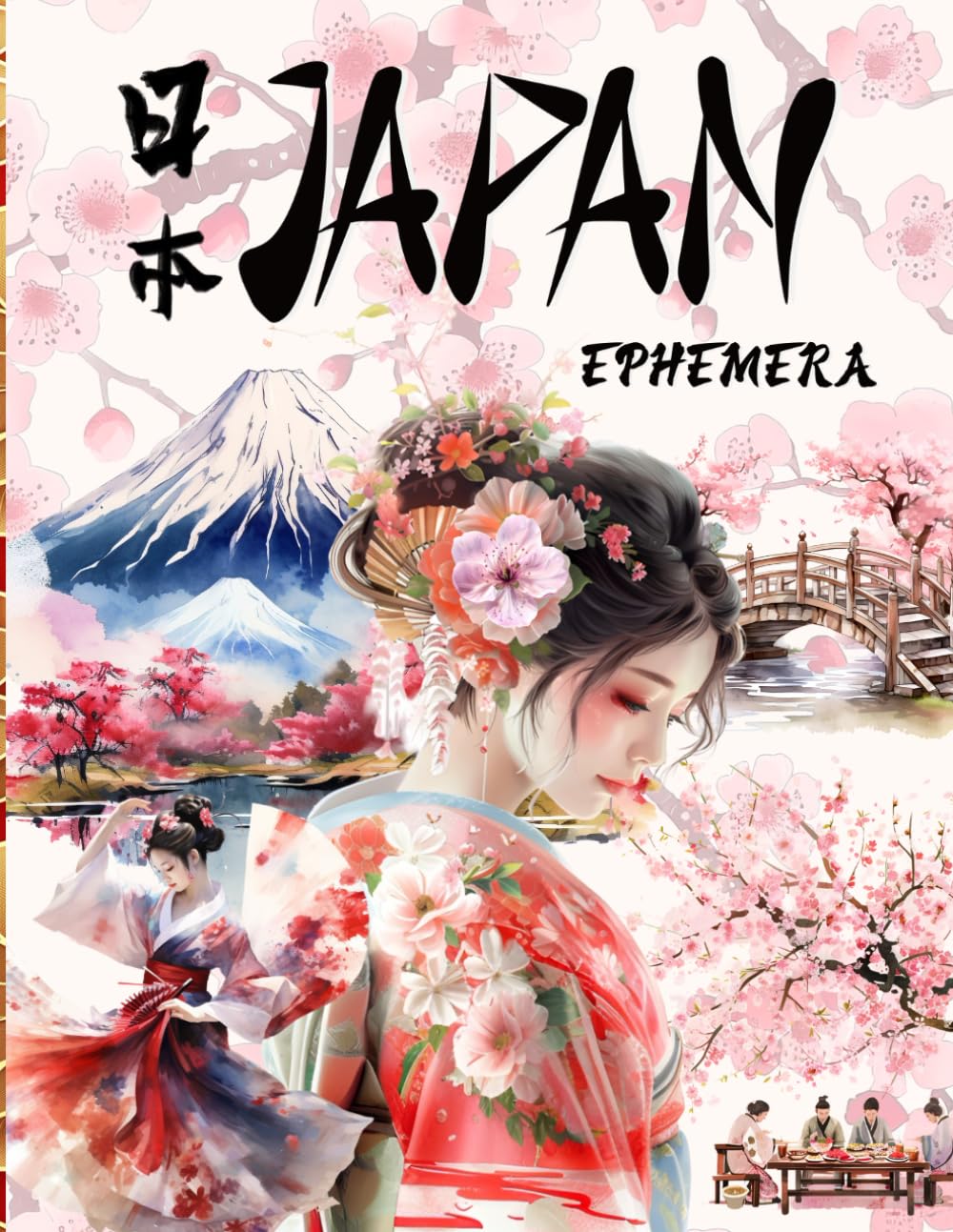 Japan Ephemera Book: High Quality Images Of People and Foods, For Paper Crafts, Scrapbooking, Mixed