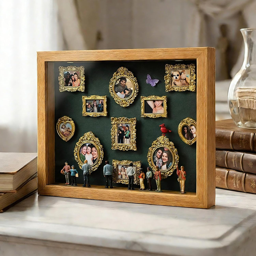 DIY Mini Museums Silhouette Box - Mini Museumsrahmen Mit Beleuchtung, Retro-Goldrahmen & Figuren, Si