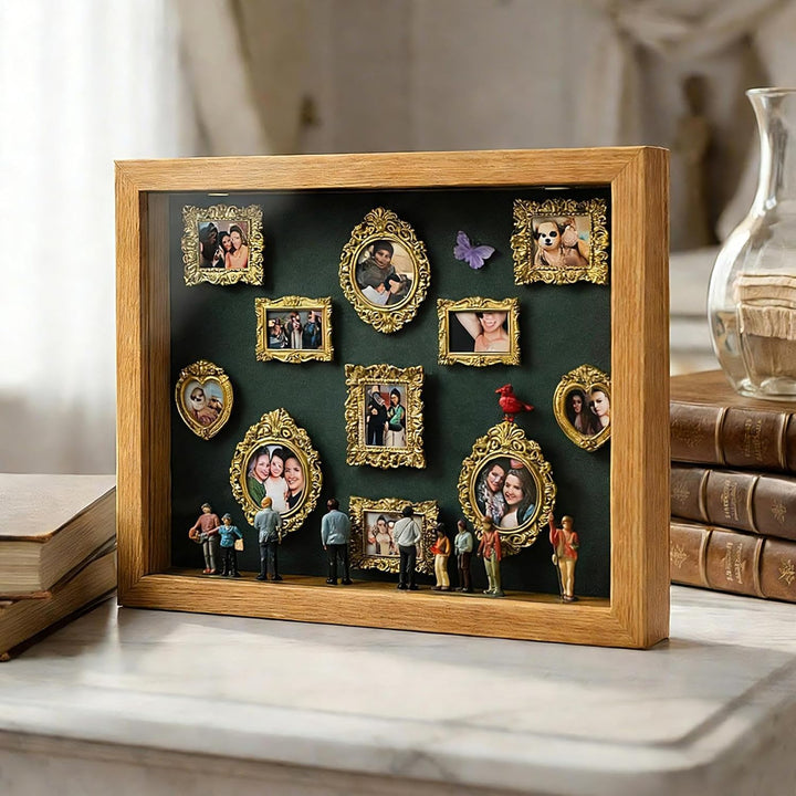 DIY Mini Museums Silhouette Box - Mini Museumsrahmen Mit Beleuchtung, Retro-Goldrahmen & Figuren, Si