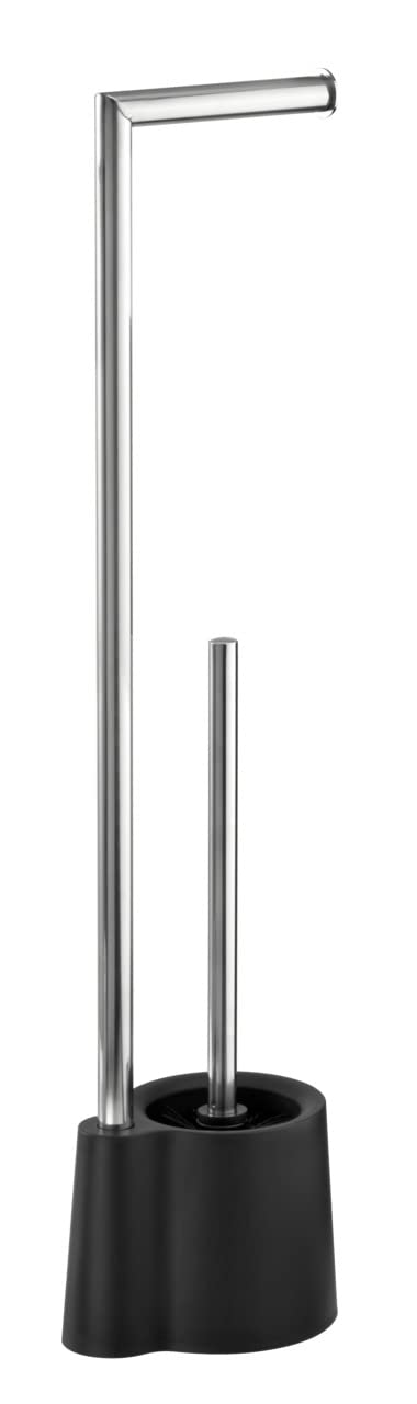 WENKO Stand WC-Garnitur Avola Schwarz - WC-Bürstenhalter, Polypropylen, 13 x 70 x 16 cm, Schwarz, Sc